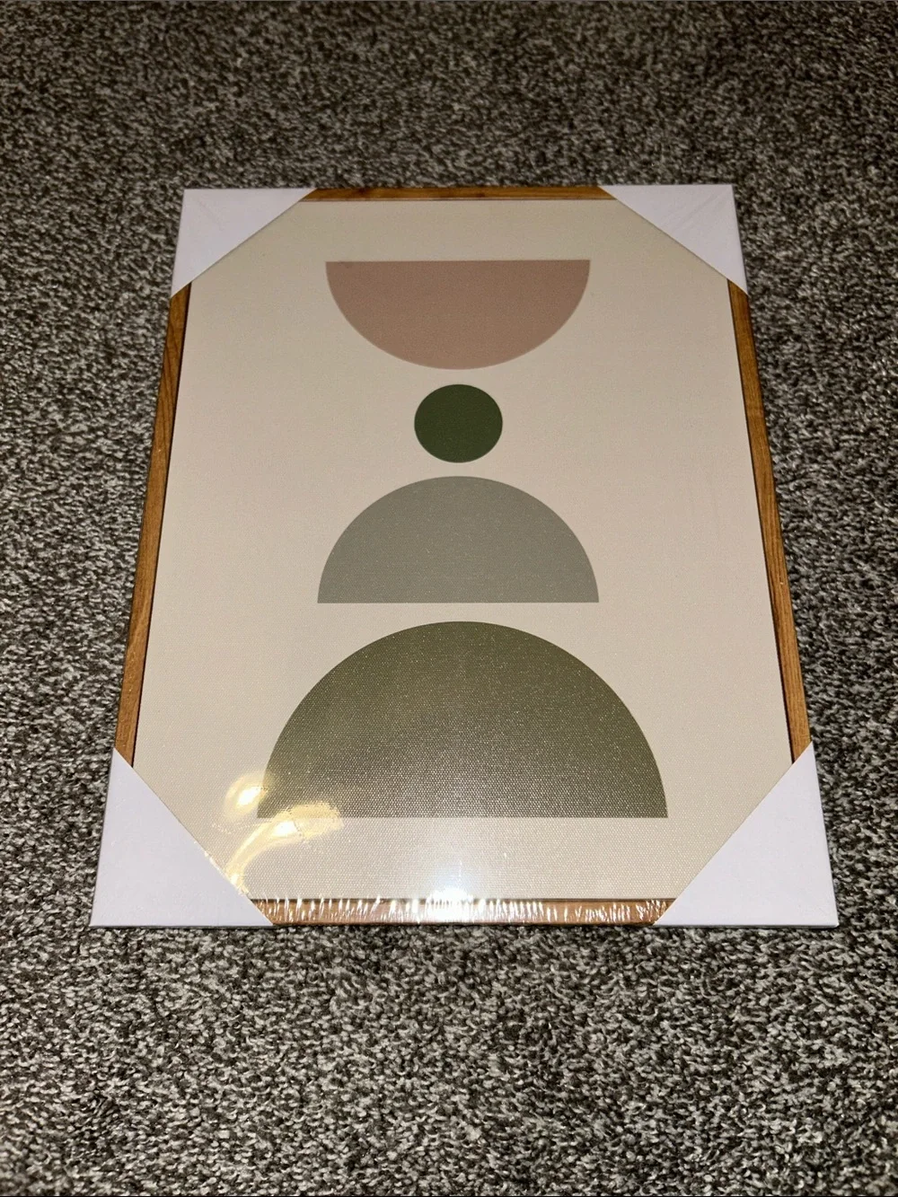 3 14x11 Neutral Geometric Triptych Wall Art - Beige, Green, Gray